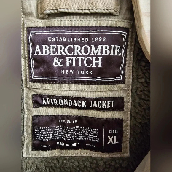Vintage Abercrombie & Fitch Adirondack Jacket Men XL Fur Lined‎ Beige Heavy Coat - Picture 5 of 11